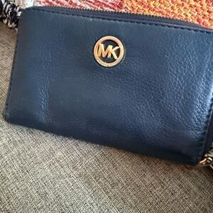 Michael Kors navy  Leather Wallet with Gold Logo